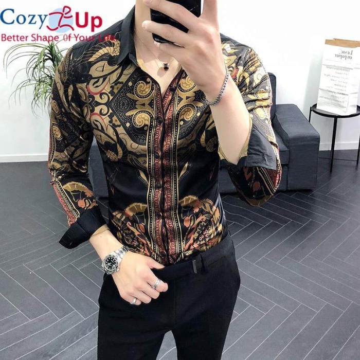 Mens black and gold dress shirt