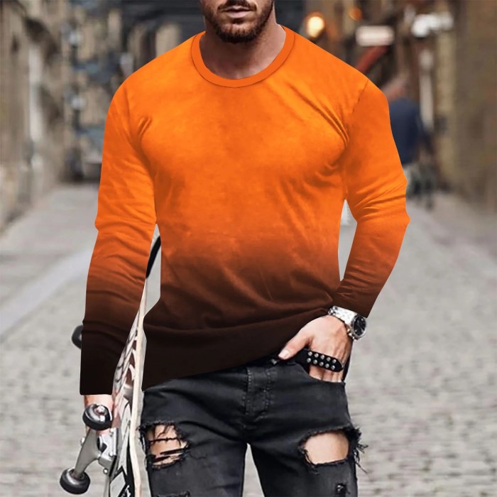 Men's orange dress shirt long sleeve