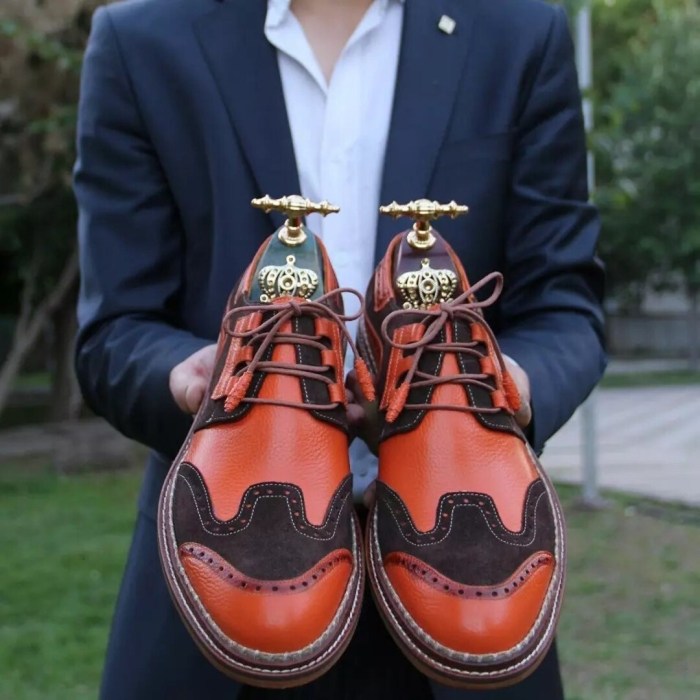 Mens dress shoes with orange bottoms