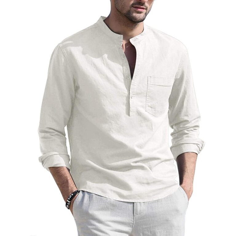 Trendy Youth Makassar Style Collarless Dress Shirt Mens